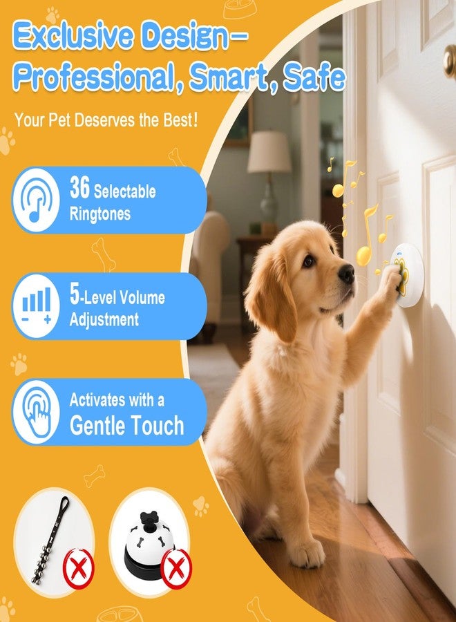 ChunHee Dog Bells to Go Outside – Bell for Dogs to Ring to Go Potty | Dog Door Bell with 5 Adjustable Volume & 36 Ringtones | Chew-Proof Dog Potty Bell | Bells for Dog Training to Go Outside - Image 3